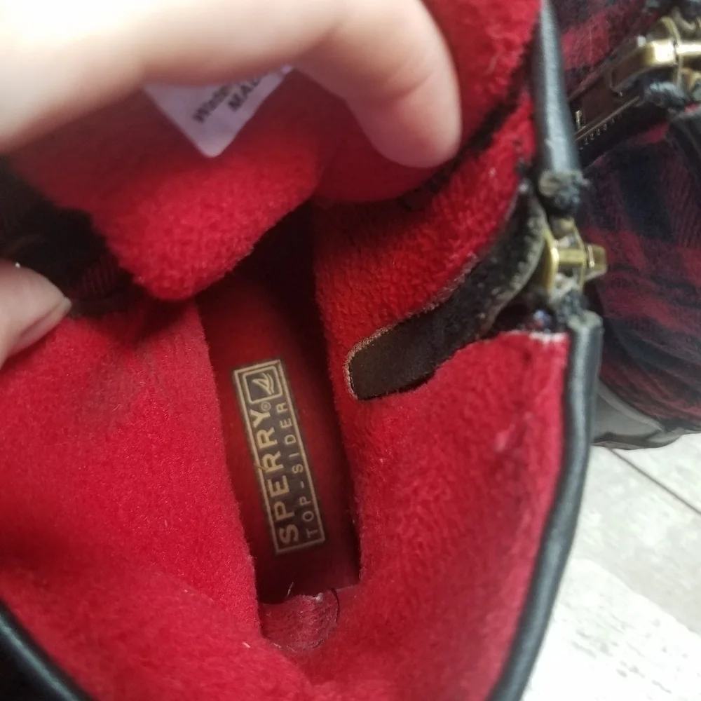 Sperry Red Black Plaud Waterproof Duck Boots Size 8